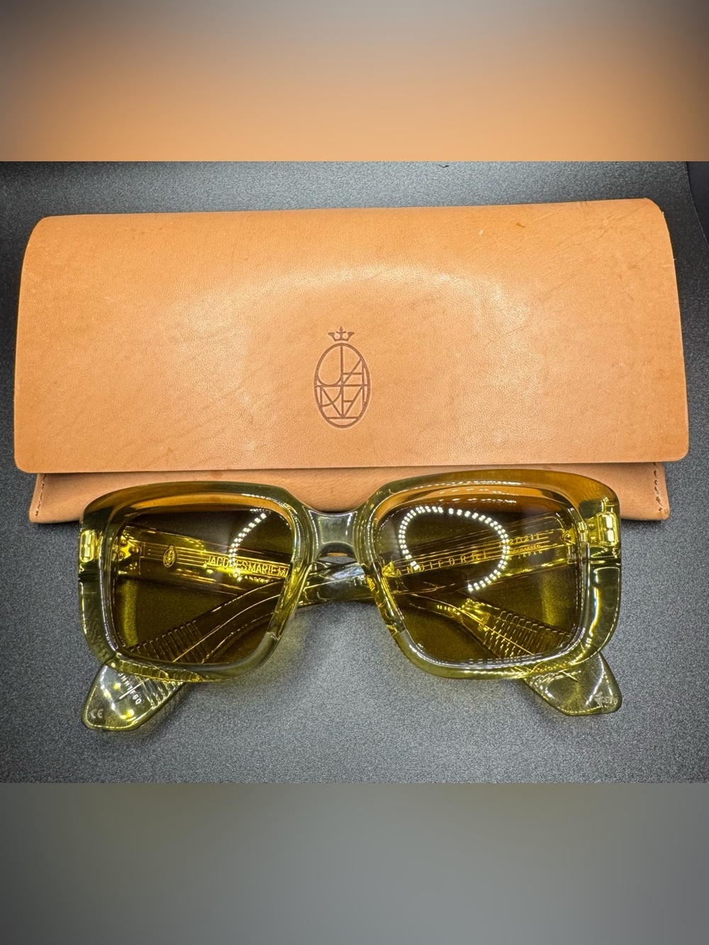 Jacques Marie Mage Green Transparent Square Sunglasses